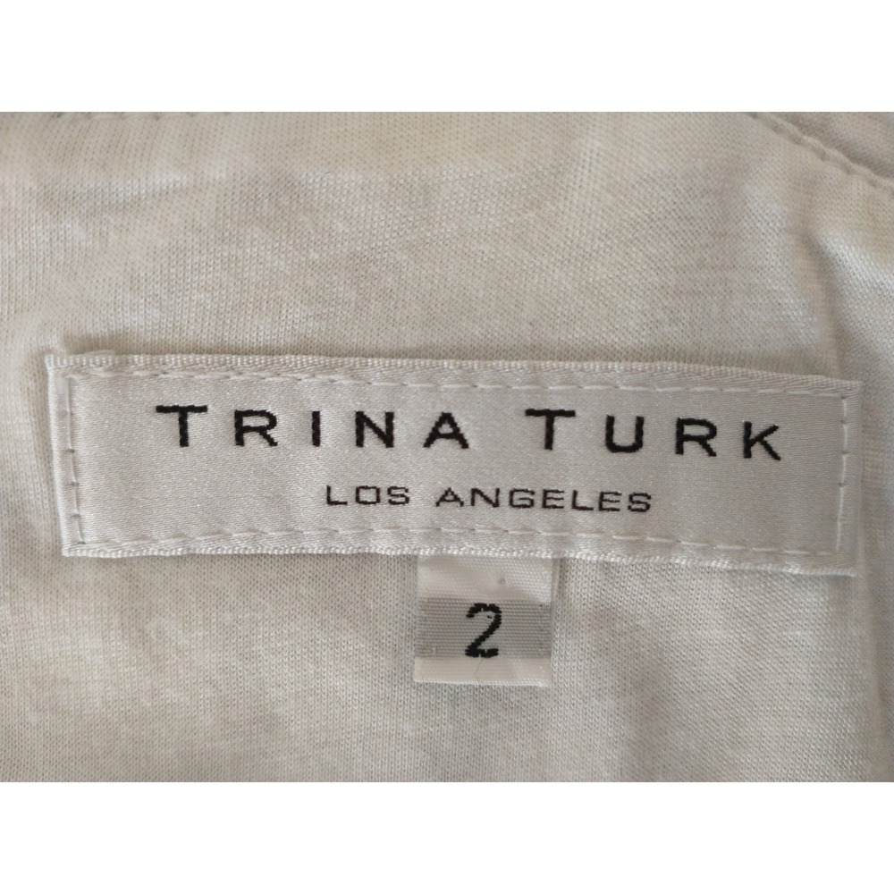 Trina Turk 100% Silk Dress Blue Green Psychedelic Print Empire Waist Size 2 Sexy - Picture 4 of 15